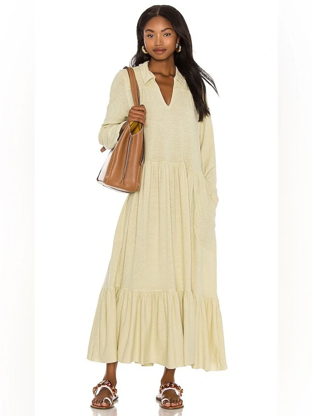 Free People Moonlight Midi Dress Fava Bean XS/S Green Tiered Boho